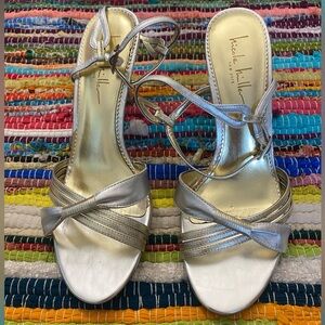 Nicole Miller Metallic Heels, Size 7 1/2, 3 1/2” Heel